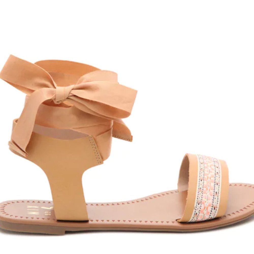 Brand New Mix No. 6 Vincey Flat Sandal size 8 Boho Ribbon Ankle Tie